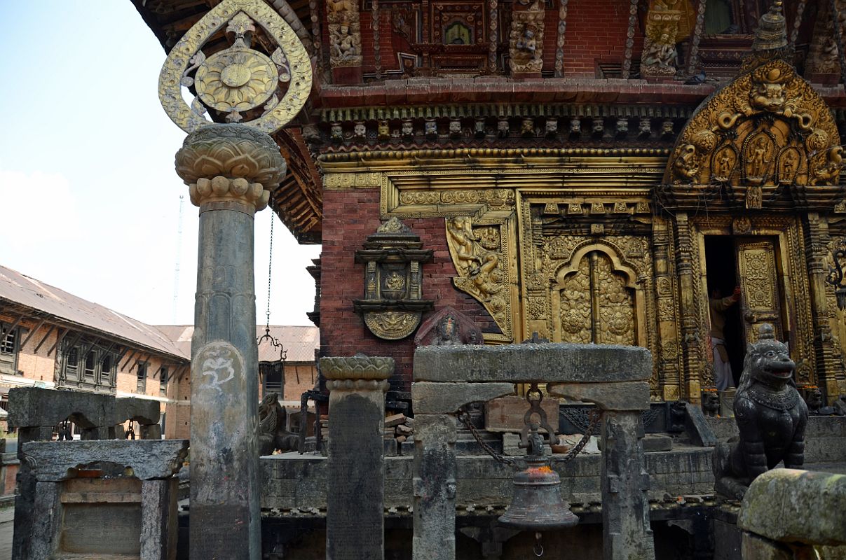 Kathmandu Changu Narayan 22 Pillar Topped With Chakra Wheel Has Oldest Stone Inscription In Kathmandu Valley Dating From 464 AD In front of the main entrance to Changu Narayan Temple is a tall pillar topped with a chakra wheel that has the oldest stone inscription in the Kathmandu Valley dating from 464AD.